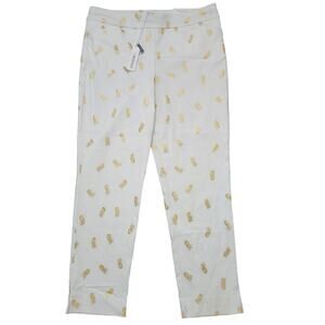NWT Chico's Brigitte Tropic Pineapple Gold Foil Ankle Pant Size Chico's 2 US 12
